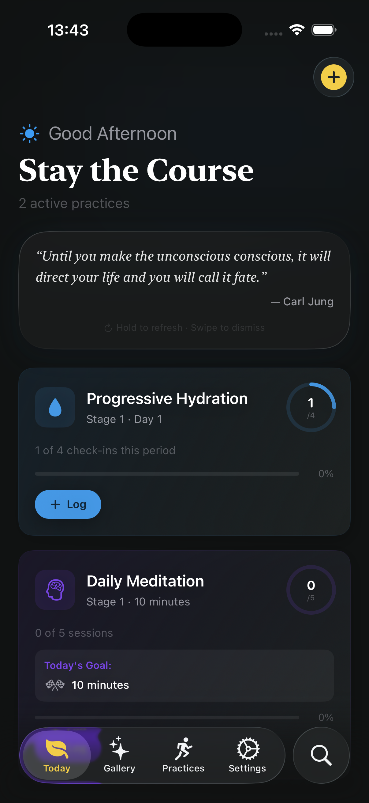 Gradualist App Start Screen